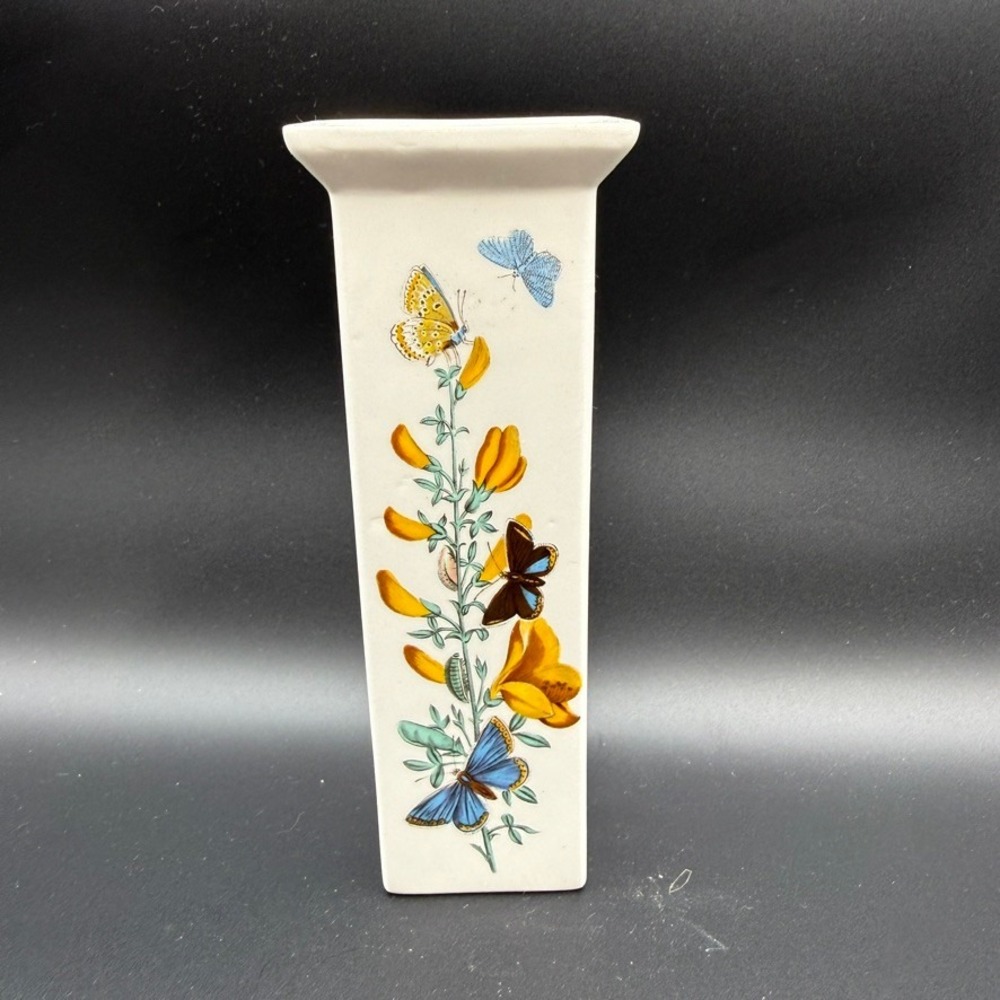 Vintage Portmeirion Pomona Broom Bud Vase Home Decor Floral Butterfly Cottage